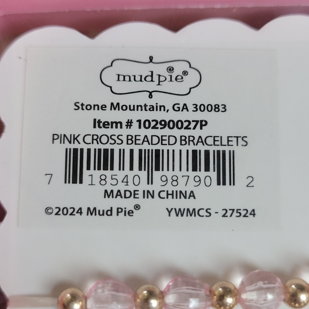 Blessing Bracelets Cross Pink Gold Beaded Jesus Loves Me stretch - Picture 6 of 8